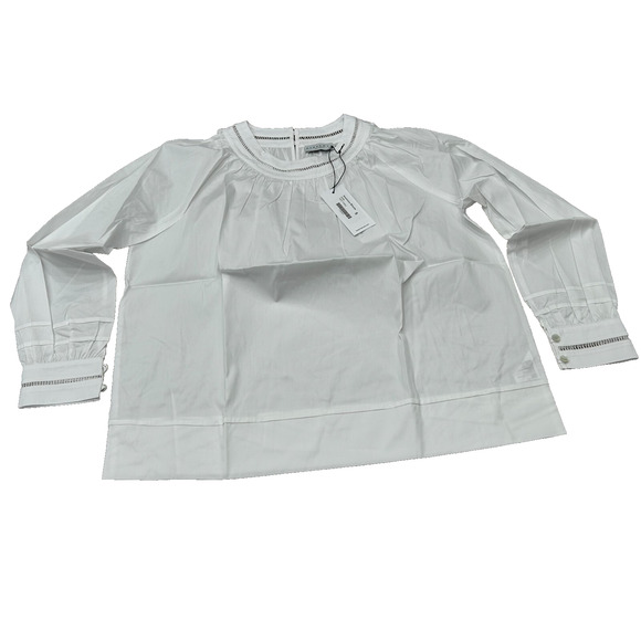 NWT Harshman Women's White Cotton Anemone Lace Eyelet-Trim Blouse Top Size S - Picture 2 of 13